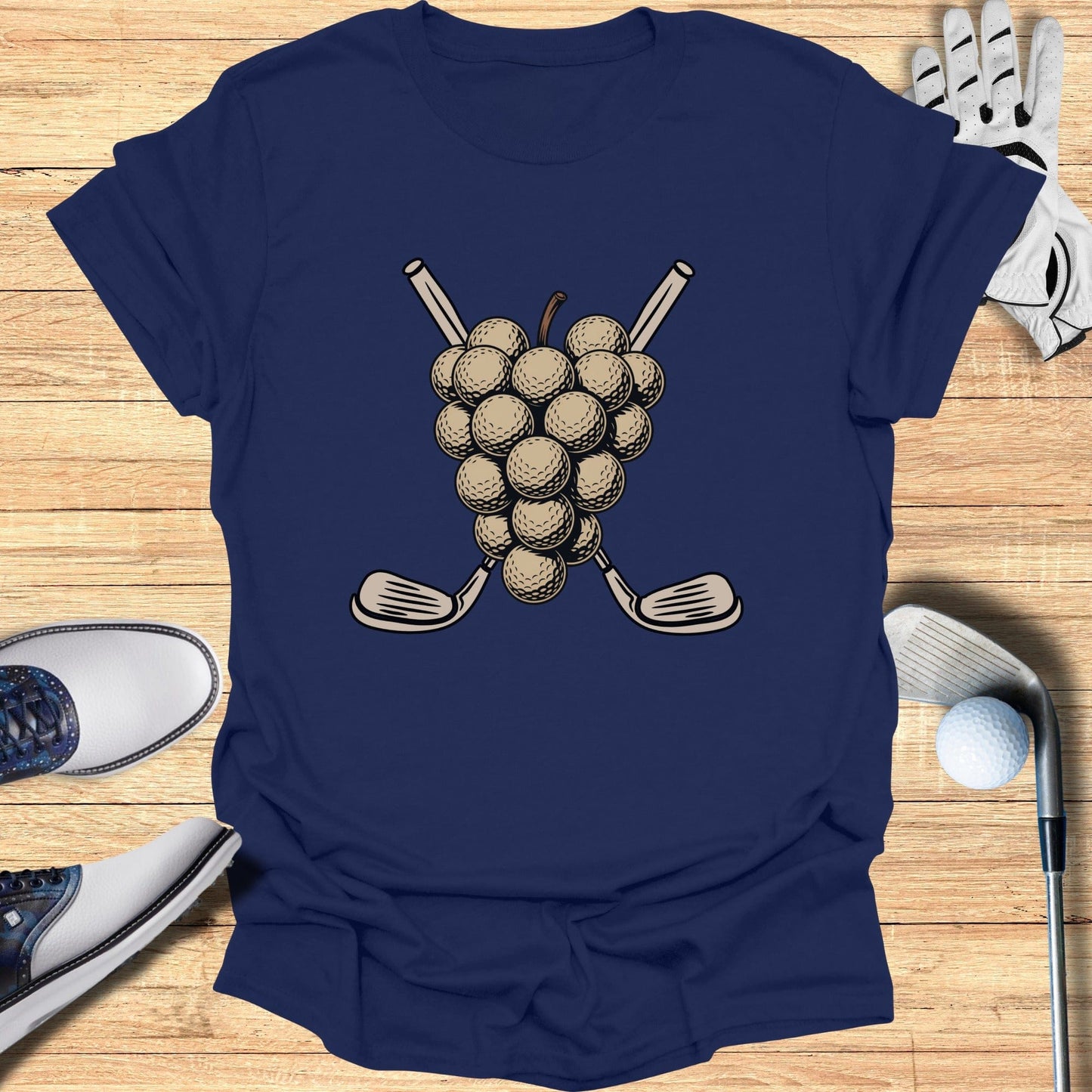 Grapes Golf Clubs Design T-Shirt for Sports Enthusiasts