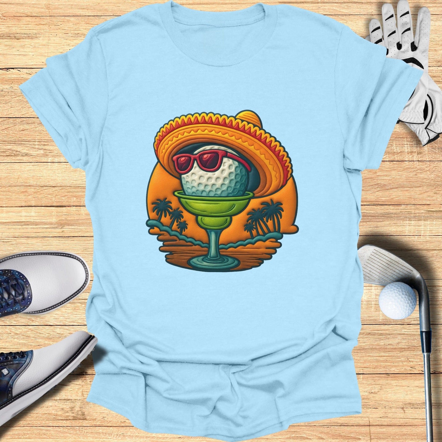 Cool Golf Ball in Sombrero Margarita T-Shirt