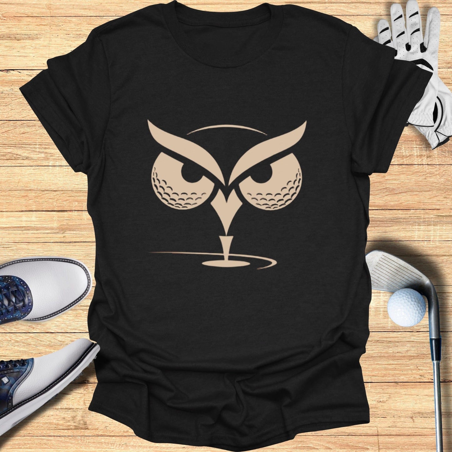 Owl Golf Illustration Black T-shirt product