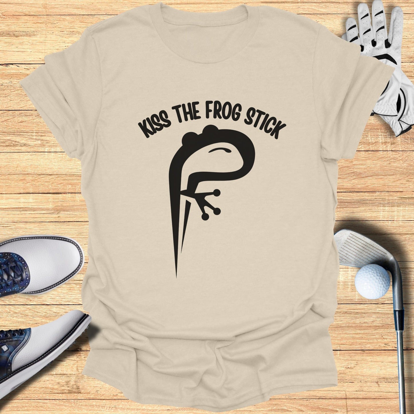 Kiss The Frog Stick Graphic Tee Shirt