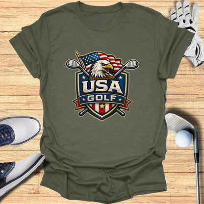 USA Golf T-Shirt with Patriotic Eagle Design