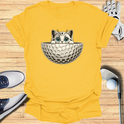 Cute Kitty Peeking from Golf Ball Graphic Tee