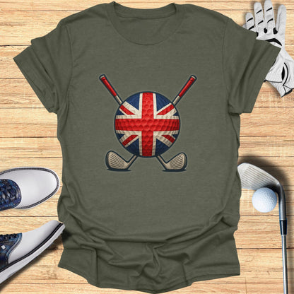 Union Jack Golf Ball with Crossed Clubs T-Shirt