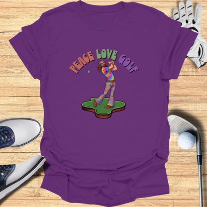 Peace Love Golf Tie-Dye Design Graphic Tee Shirt