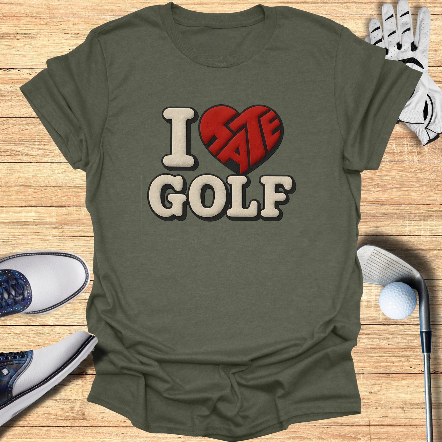 I Hate Golf Funny Novelty Graphic Tee Shirt