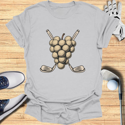 Unique Golf Clubs and Grapes Graphic T-Shirt