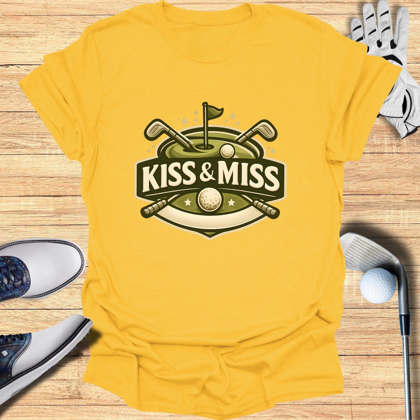 Kiss & Miss Golf Themed Graphic T-Shirt