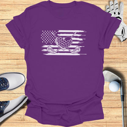 Patriotic Golf Graphic Tee with American Flag Design