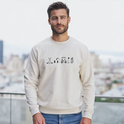 Sweatshirt with Outdoor Adventure Symbols Graphic