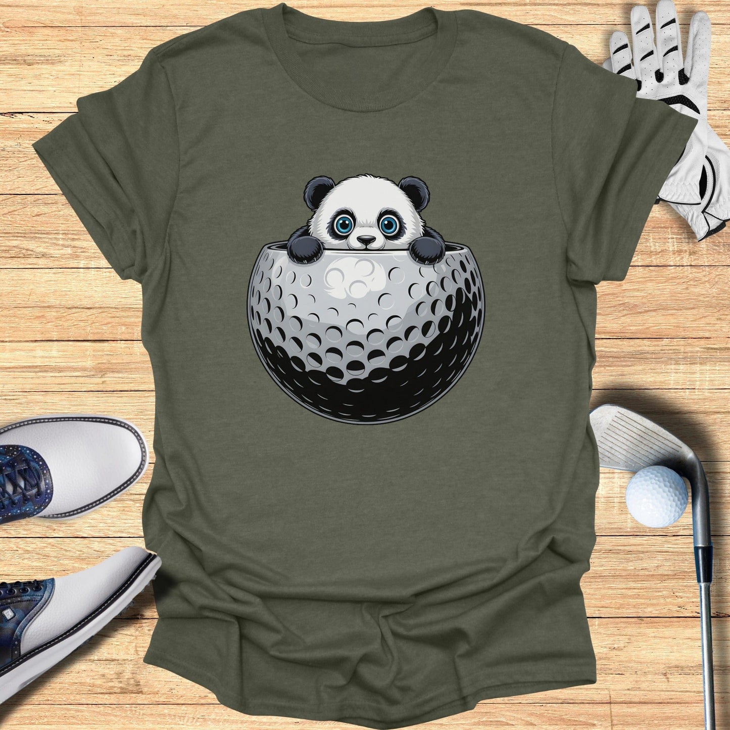 Adorable Panda Peeking Out of Golf Ball Tee product