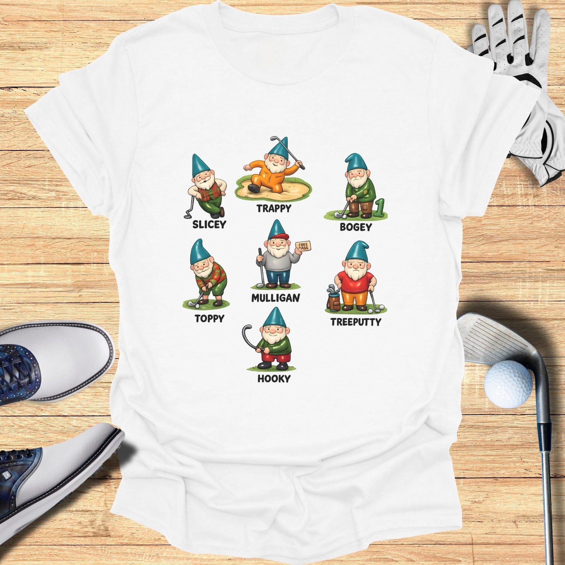 Funny Golf Gnomes Graphic Tee Shirt for Golfers