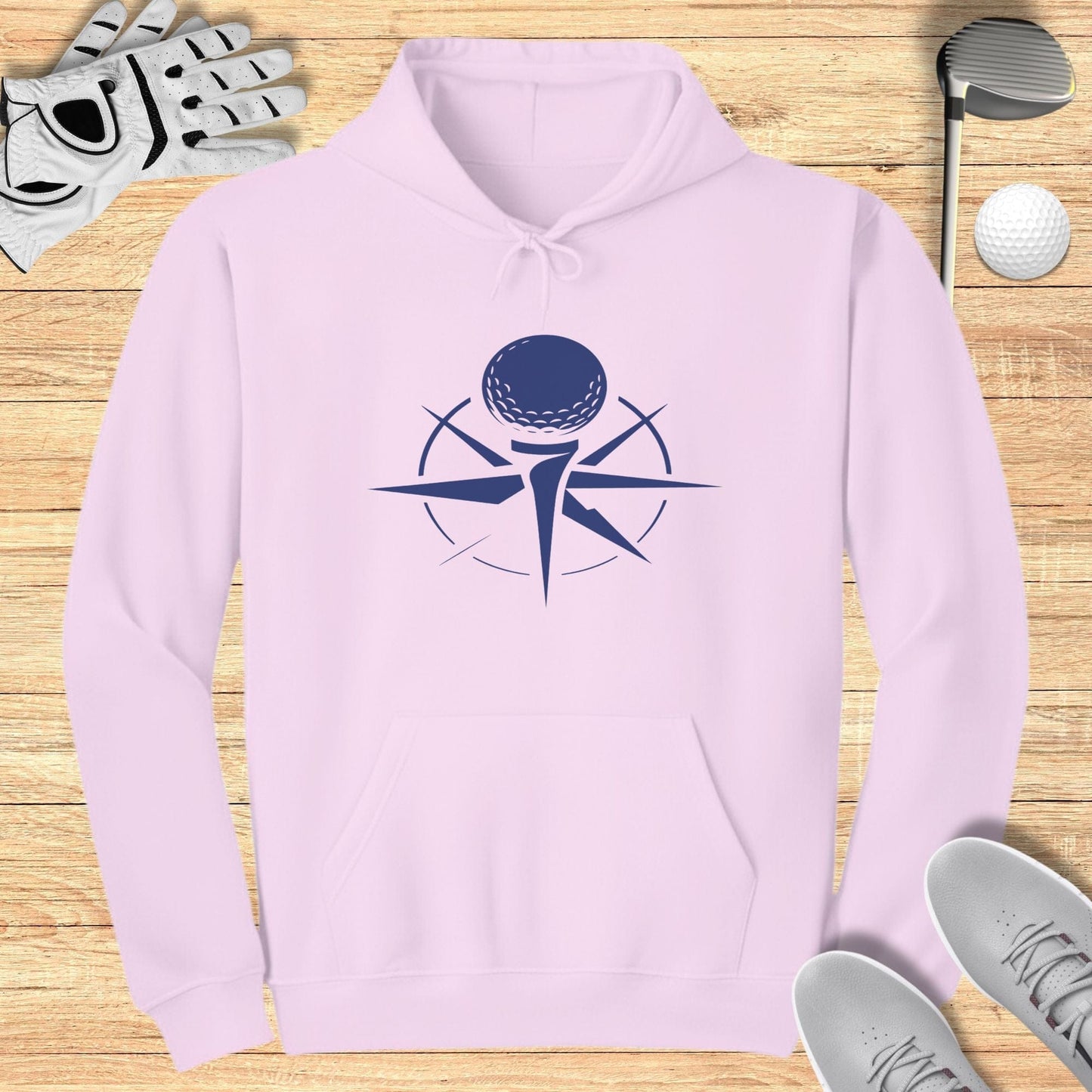 Stylish golf ball and logo design pink hoodie
