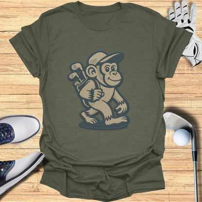 Monkey Carrying Golf Clubs Graphic Tee Product