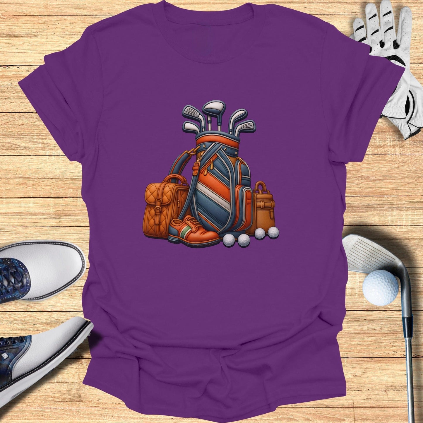 Colorful Golf Bag and Accessories Graphic Shirt