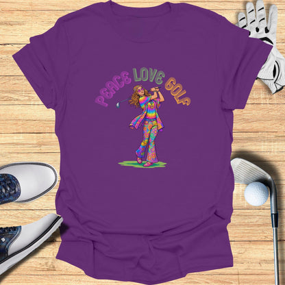 Peace Love Golf Colorful Graphic Tee Shirt