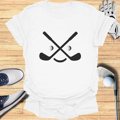 Crossed Golf Clubs and Balls Print Graphic Tee