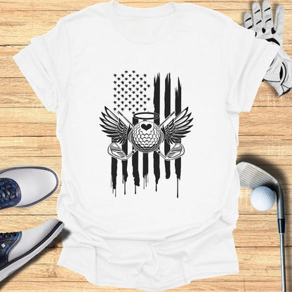 Patriotic Skull with Wings Graphic Tee Shirt Product