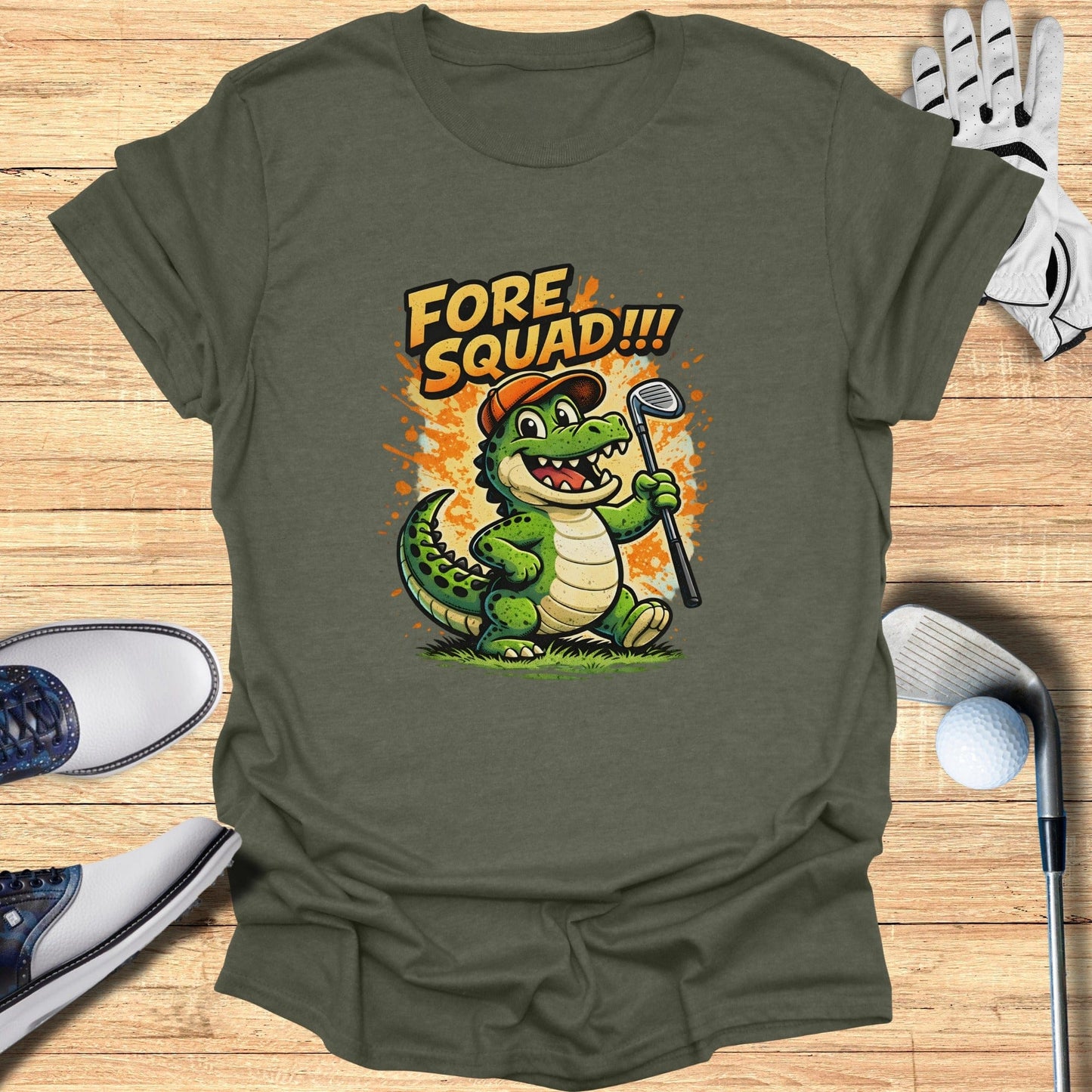 Fore Squad Golf Crocodile Graphic Tee Shirt