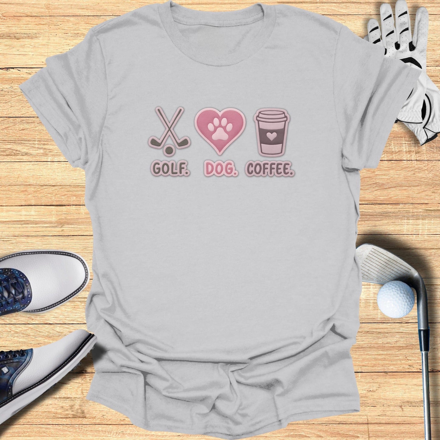 Golf Dog Coffee T-Shirt Fun Graphic Unisex Tee