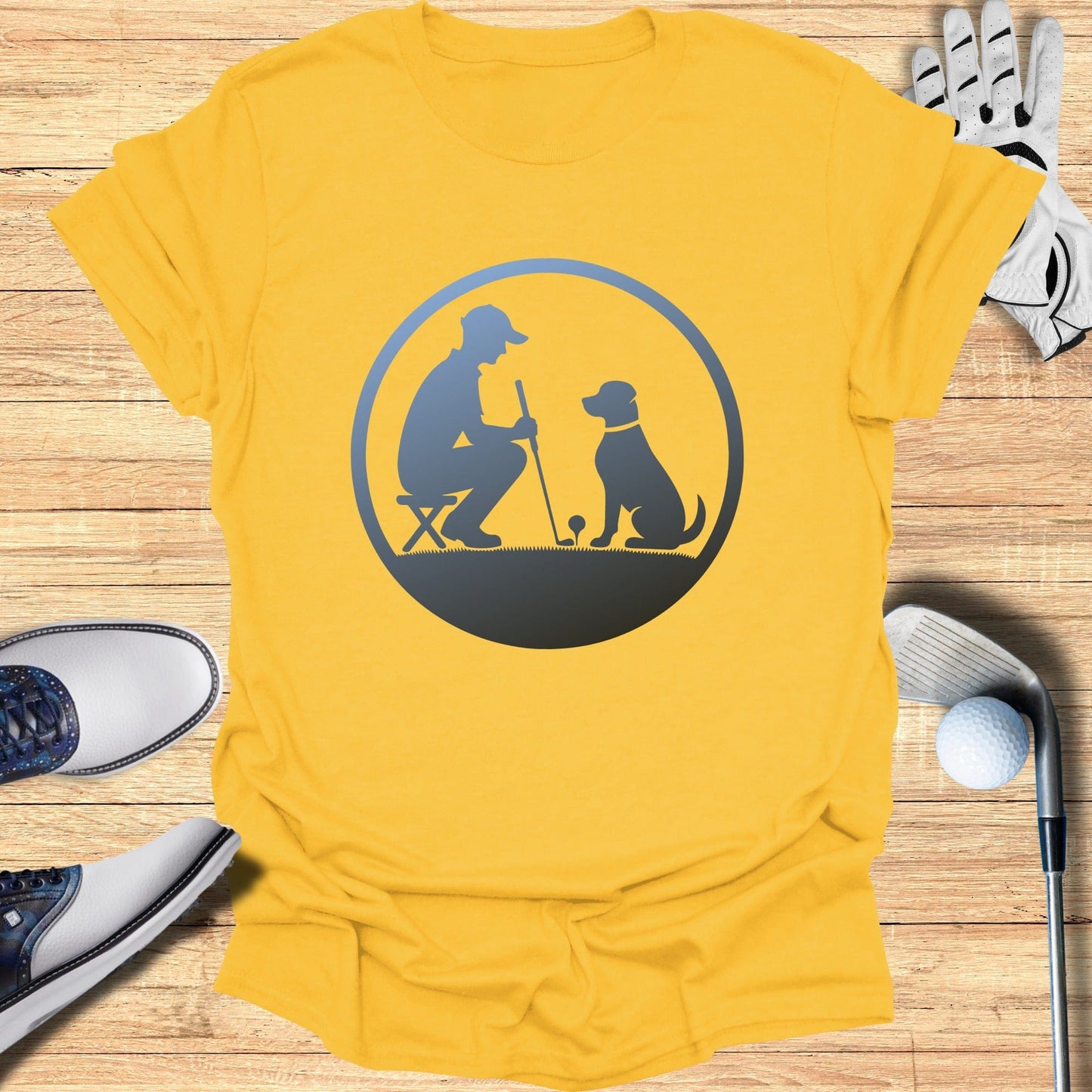 Golfer and Dog Silhouette Graphic Tee