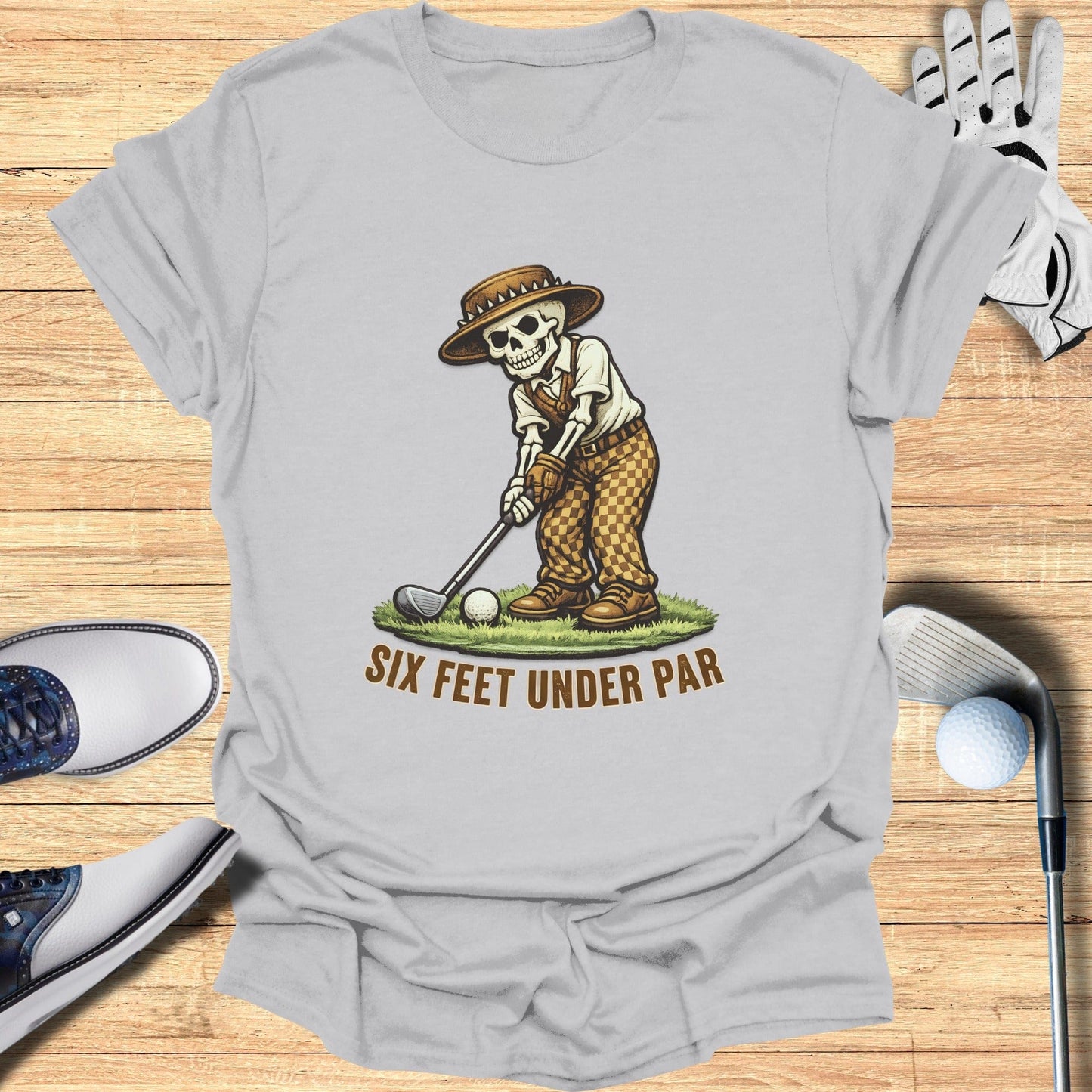 Six Feet Under Par Graphic Golf Skeleton Shirt