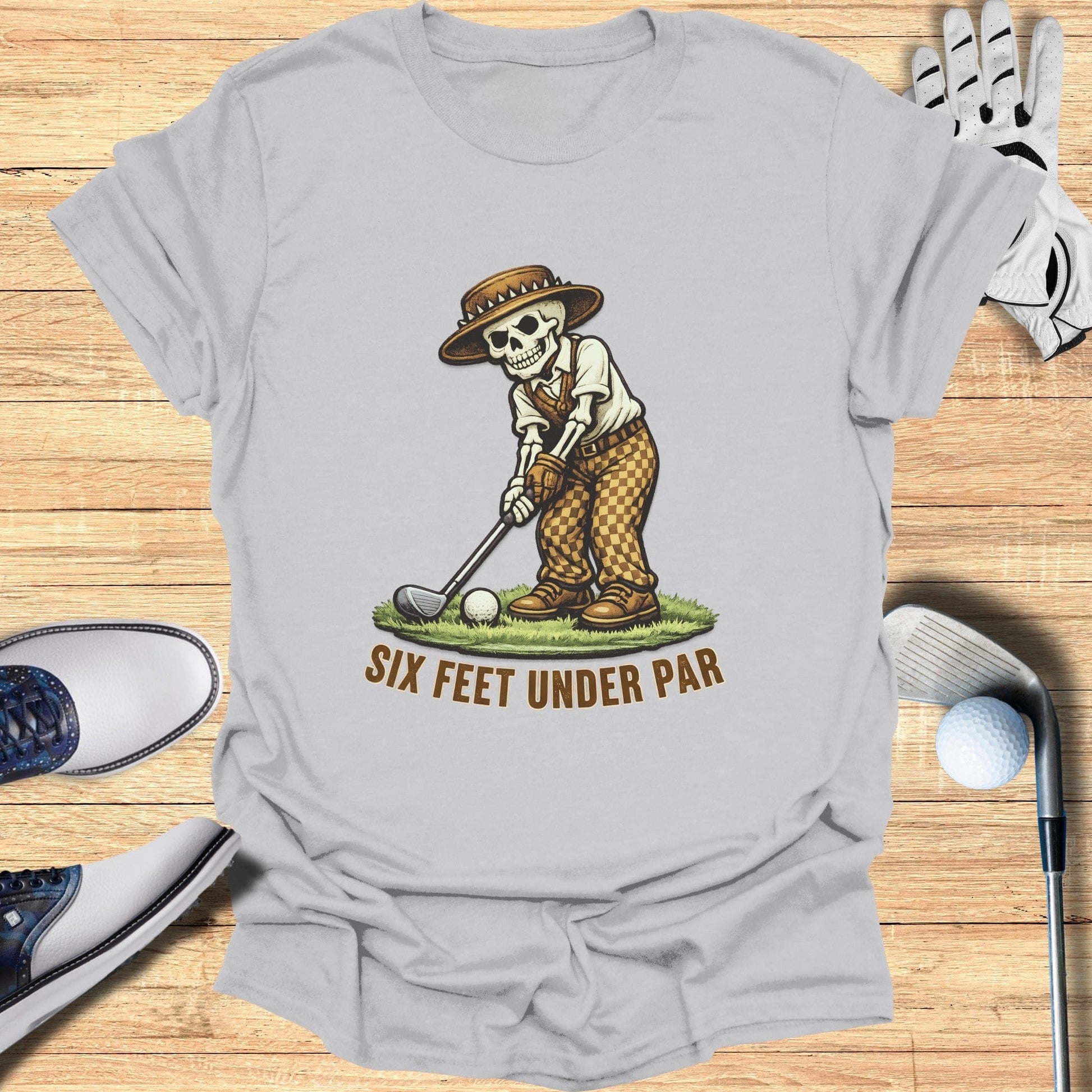 Six Feet Under Par Graphic Golf Skeleton Shirt