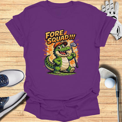 Cute Cartoon Crocodile 'Fore Squad!!!' Golf T-Shirt