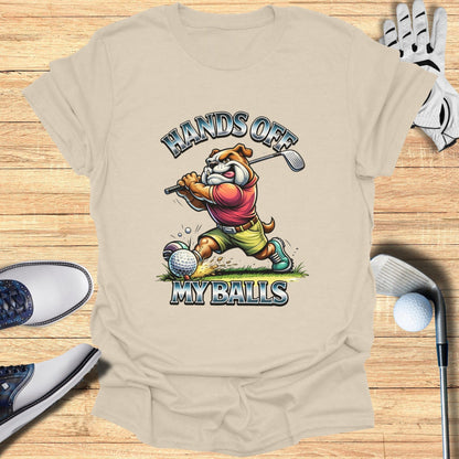 Hands Off My Balls Funny Golf Bulldog T-Shirt