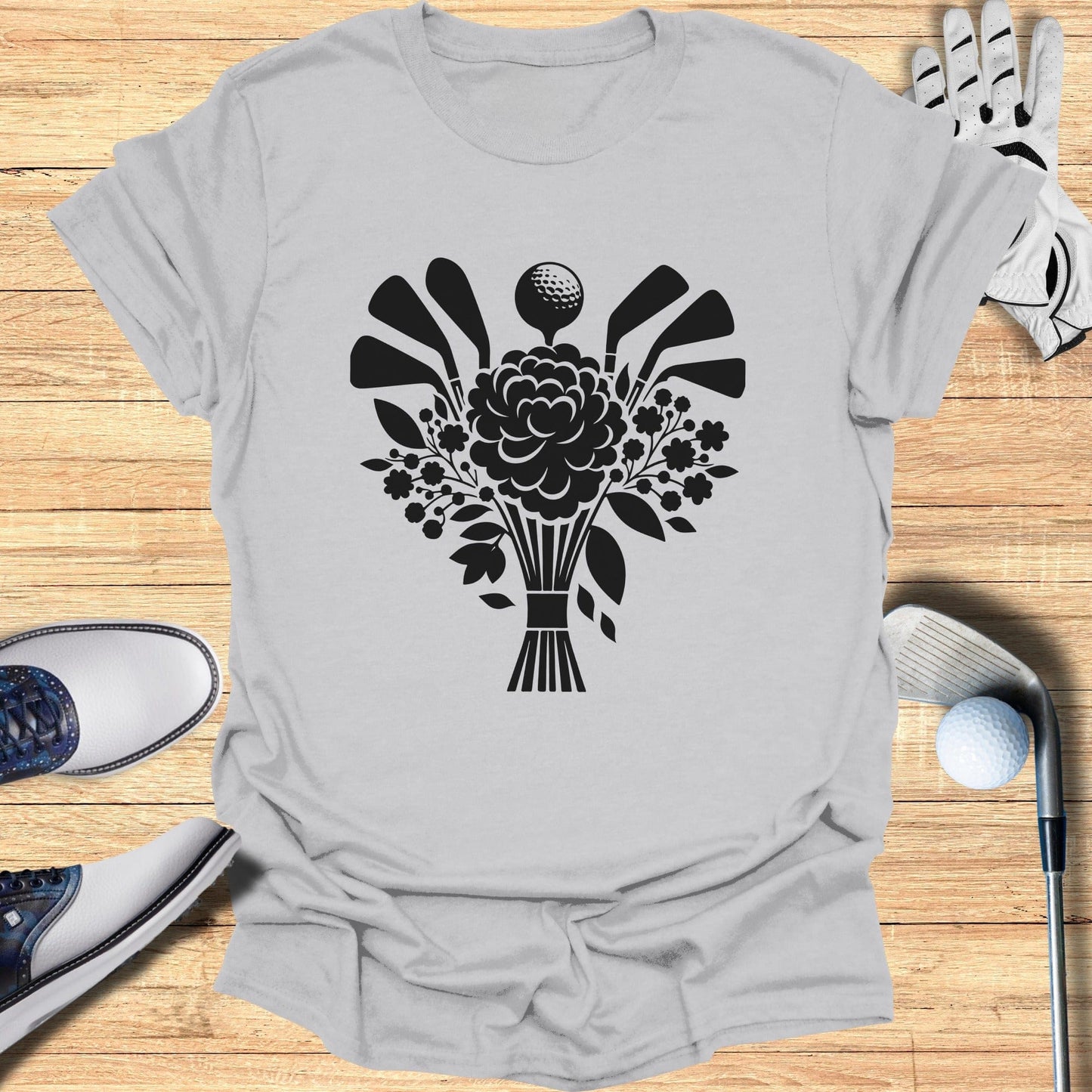 Flower Bouquet and Golf Clubs Graphic Apparel