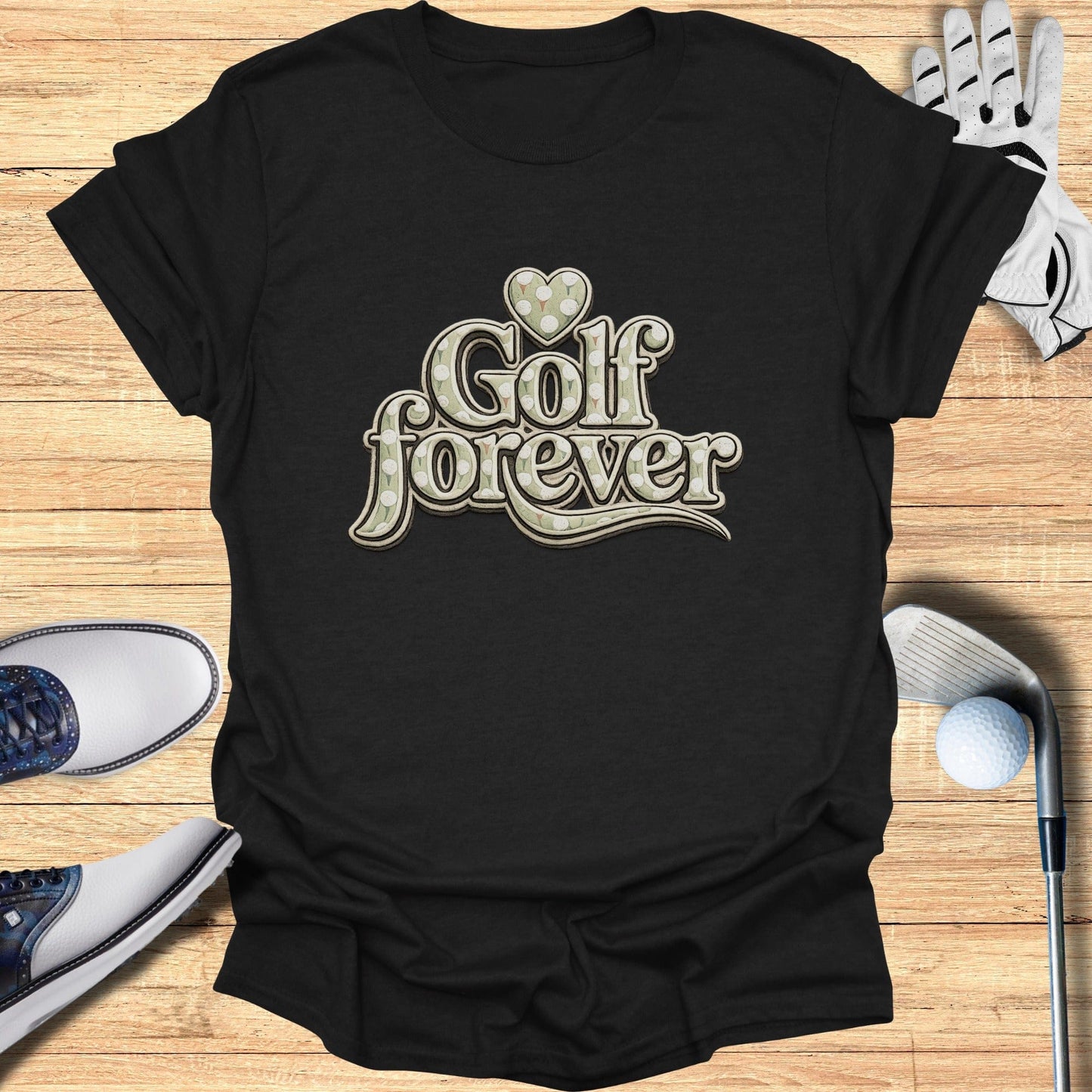 Golf Forever Heart Design T-Shirt