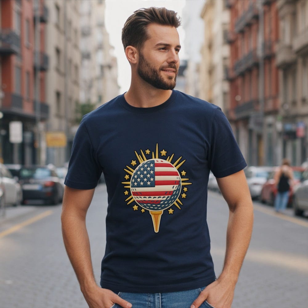 Patriotic American Flag Golf Tee with Stars T-shirt