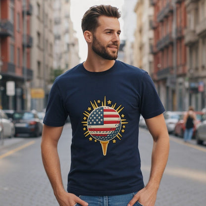 Patriotic American Flag Golf Tee with Stars T-shirt