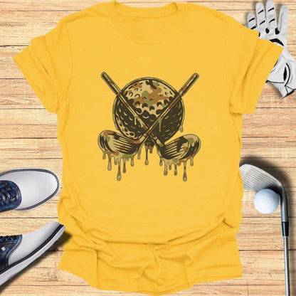 Dripping Golf Ball Crossed Clubs Graphic T-shirt