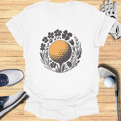 Stylish Golf Ball Floral Pattern Graphic Tee