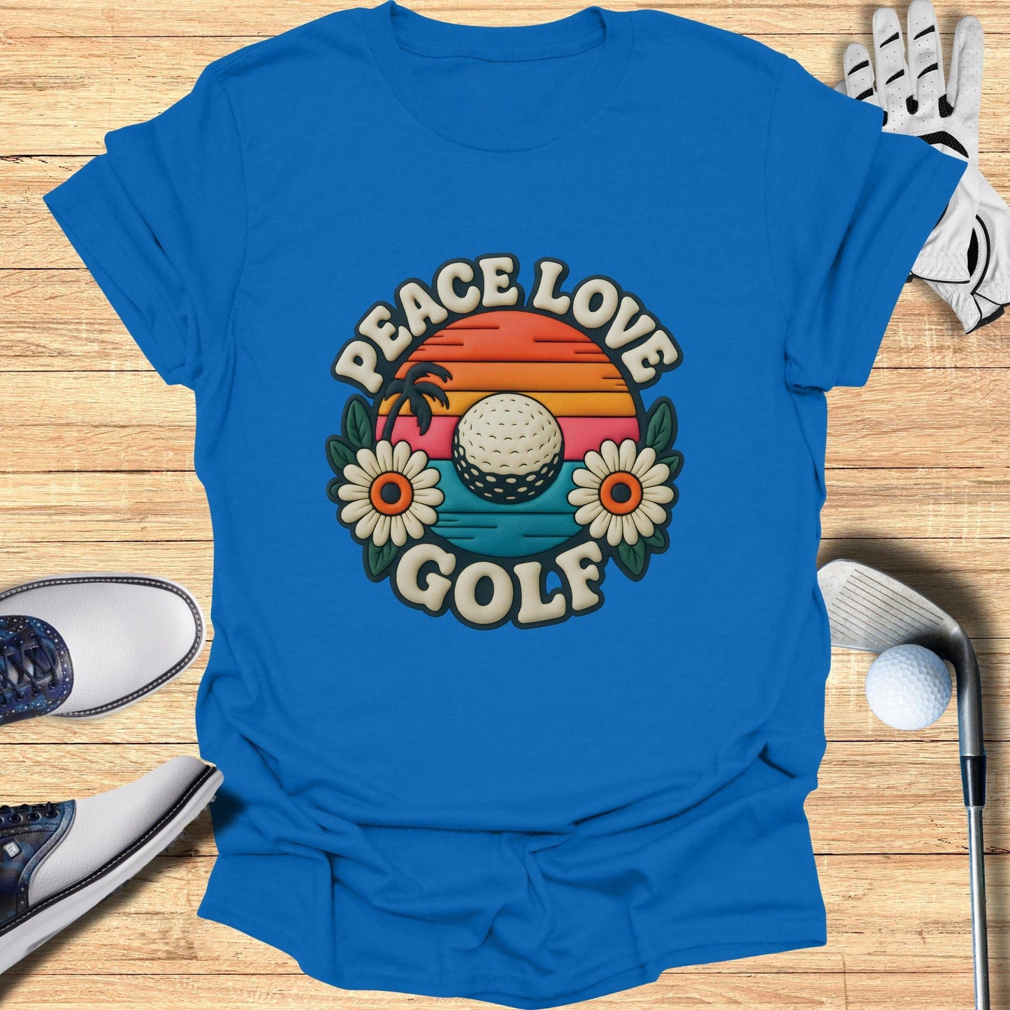 Peace Love Golf Vintage Sunset Graphic Tee