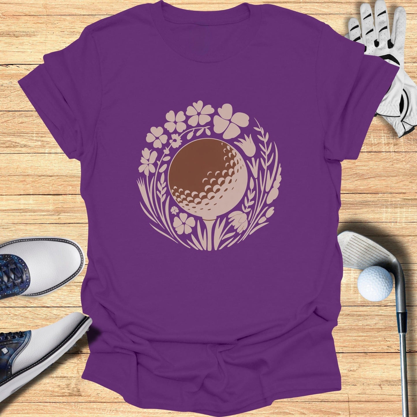 Golf Themed Shirt with Floral Design for Golfers