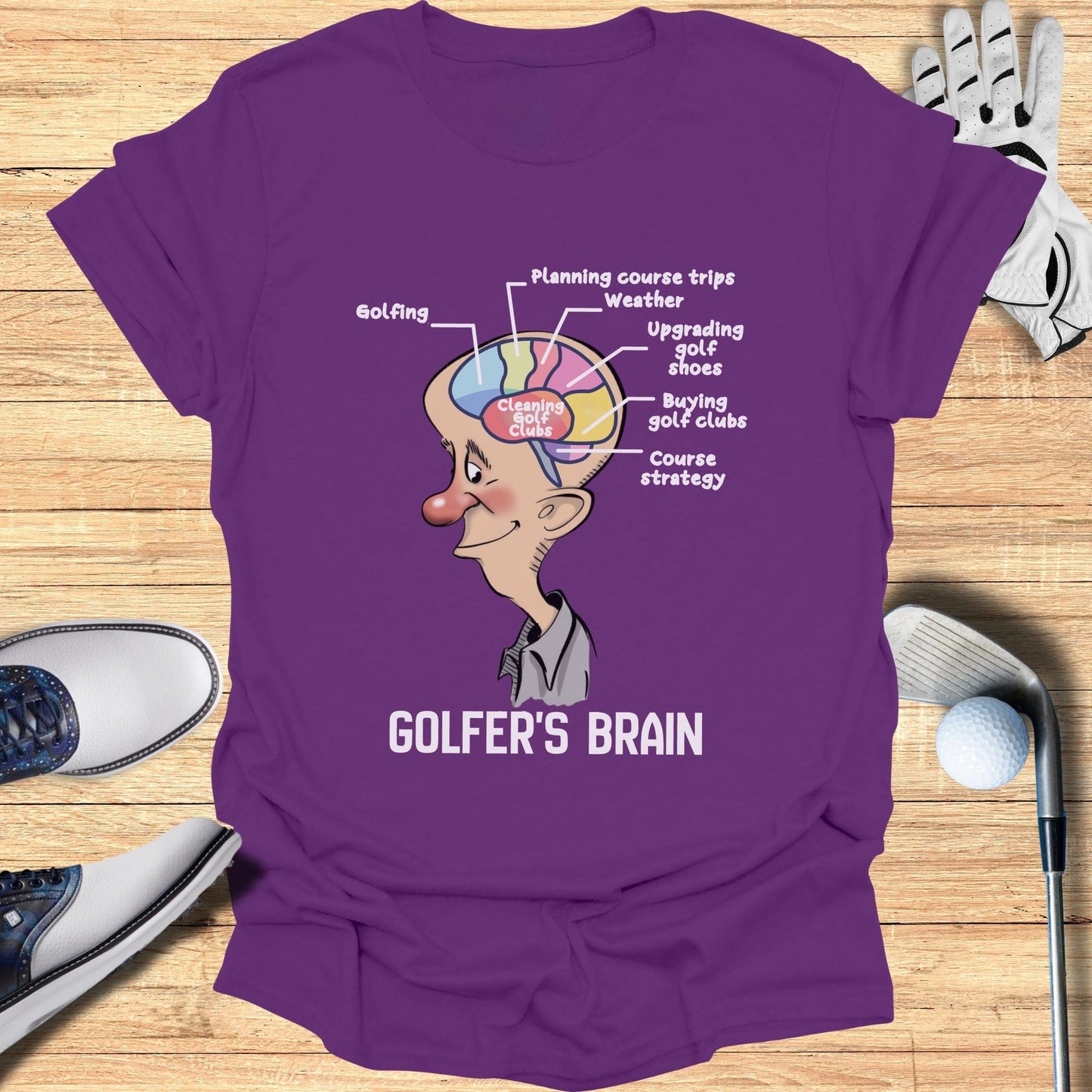 Funny Golfer's Brain Graphic T-Shirt for Golf Lovers