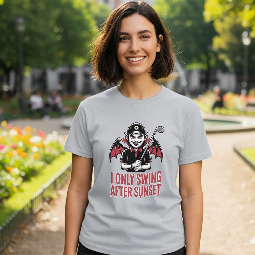 Swing After Sunset T-Shirt - Funny Golf Tee by Swing Epic
