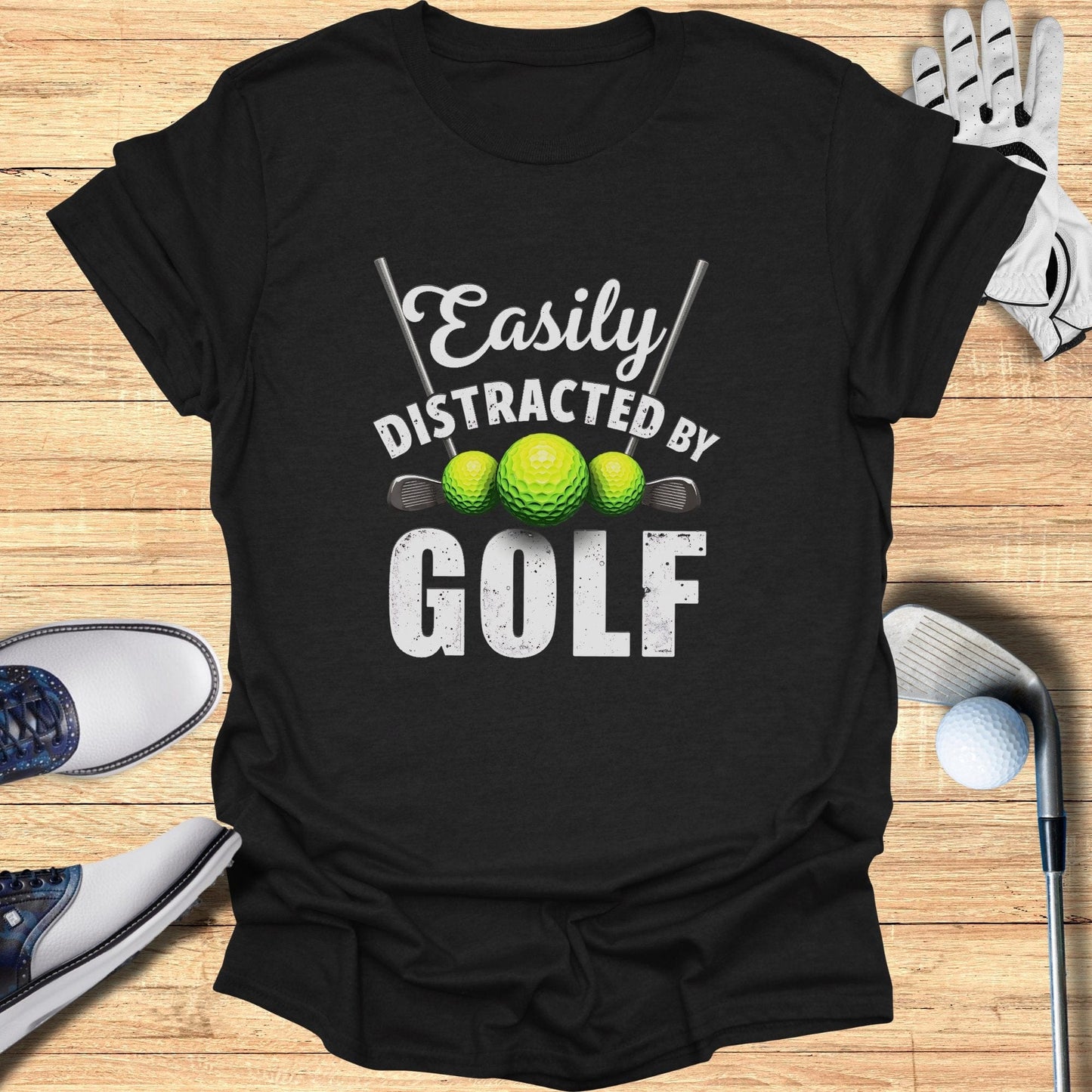 Easily Distracted by Golf T-Shirt - Funny Golf Tee by Swing Epic