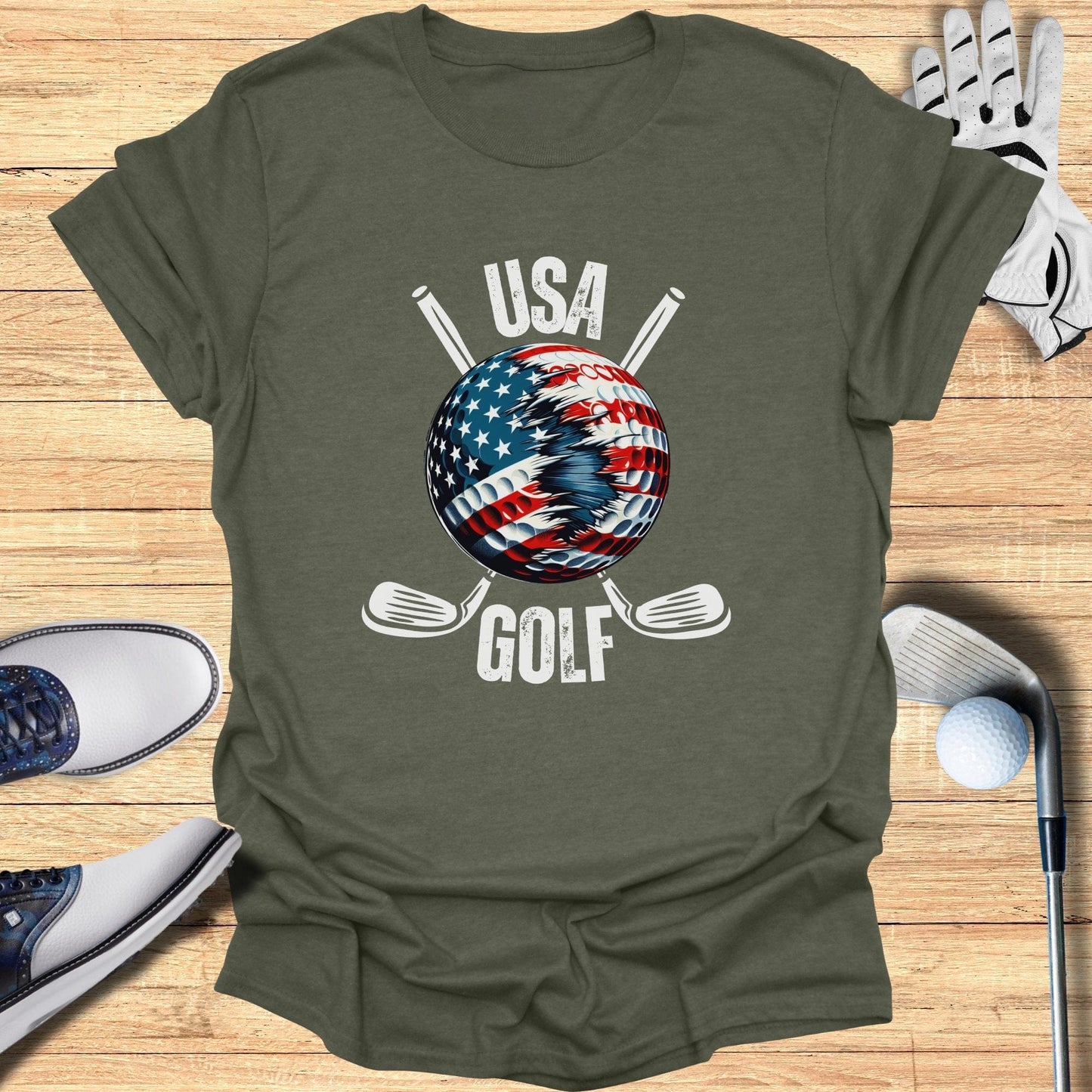 Patriotic Golf Ball T-Shirt - Funny Golf Tee by Swing Epic