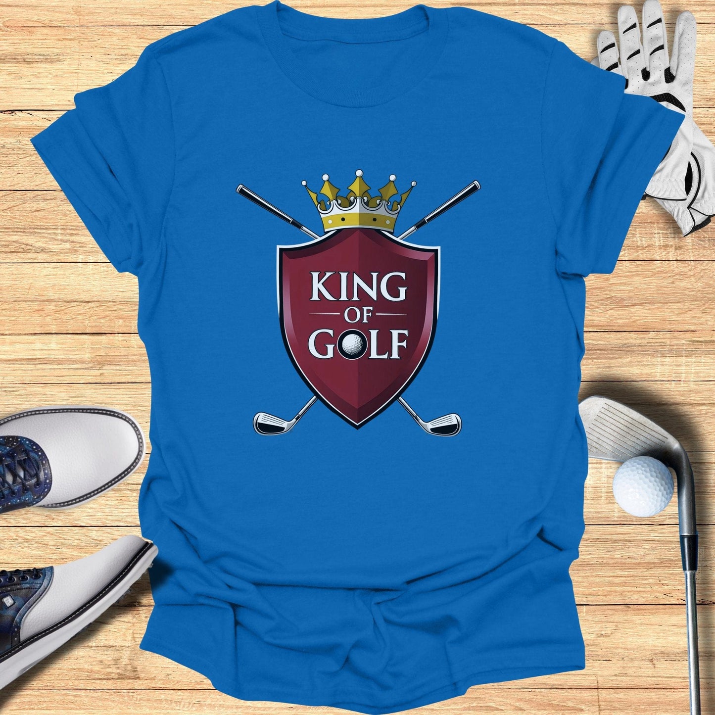 King Of Golf Shield T-Shirt - Funny Golf Tee by Swing Epic