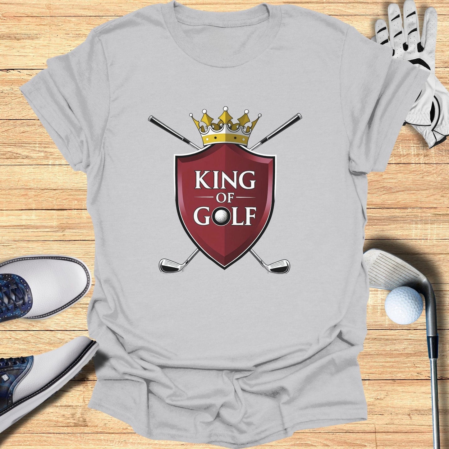 King Of Golf Shield T-Shirt - Funny Golf Tee by Swing Epic