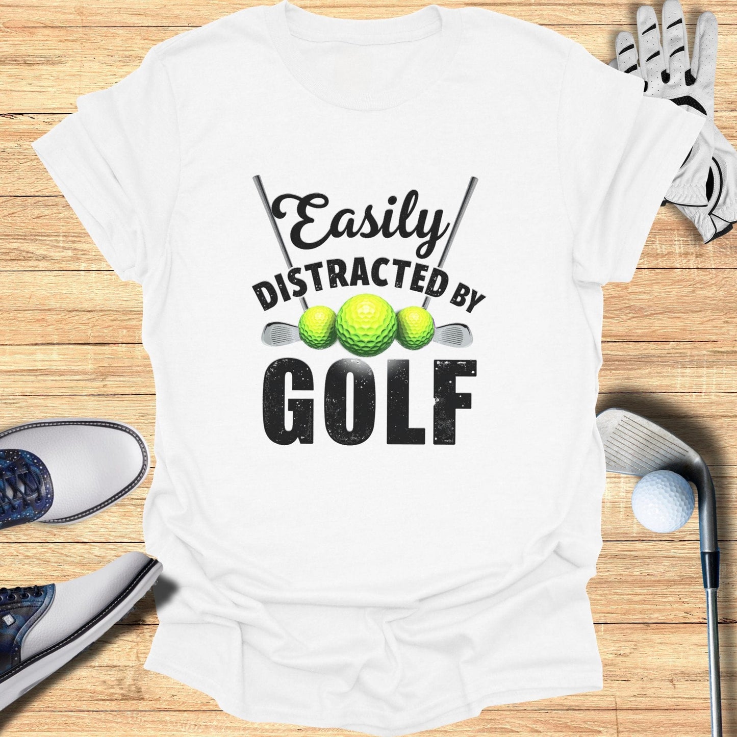 Easily Distracted by Golf T-Shirt - Funny Golf Tee by Swing Epic