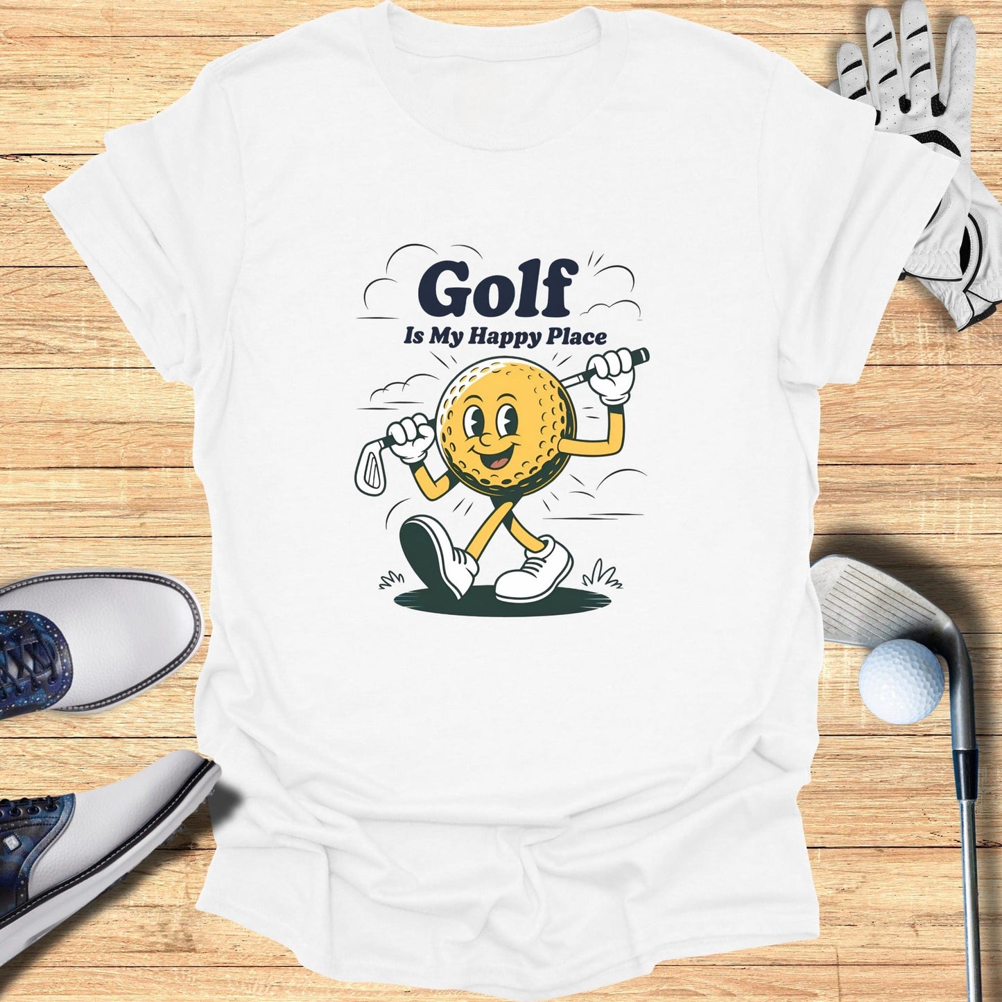 Golf Is My Happy Place T-Shirt - Funny Golf Tee by Swing Epic