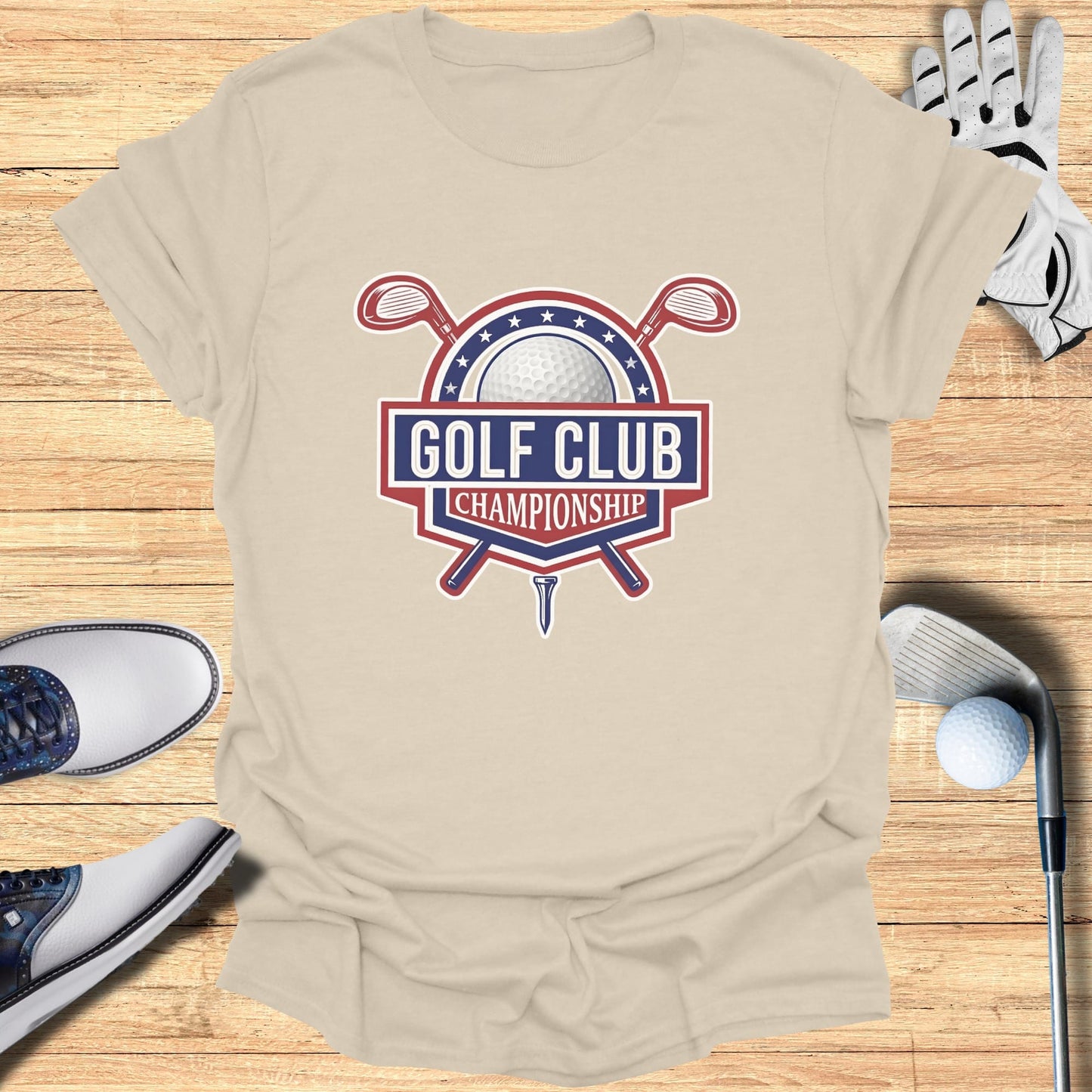 Golf Club Championship logo with golf clubs, ball, and glove.