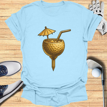 Golf-Themed Drink Art T-Shirt Fun and Casual Tee