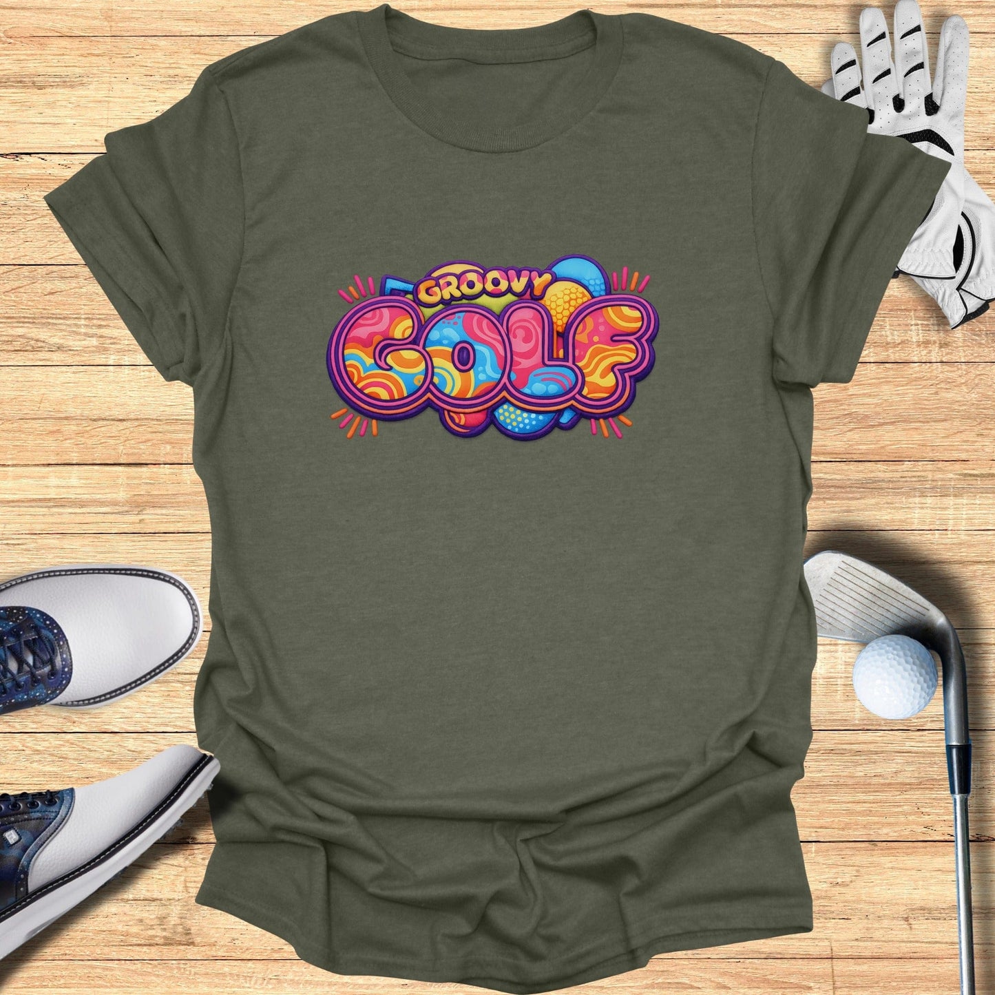 Groovy Golf Colorful Graphic T-Shirt for Sports Fans