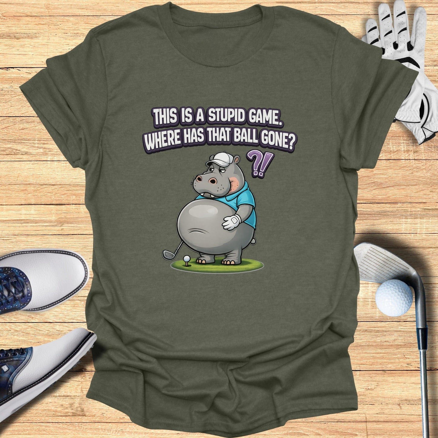 Funny Hippo Golf Shirt This Is A Stupid Game T-shirt