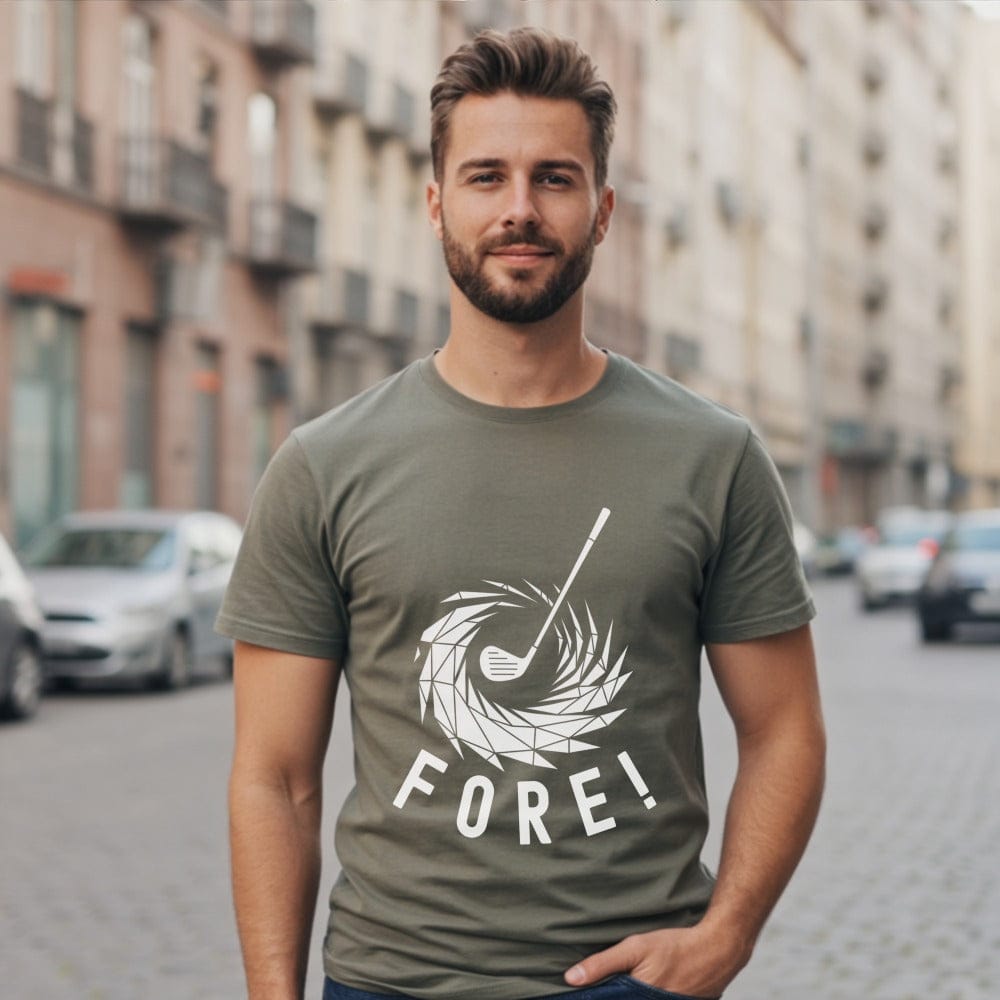 Fore graphic t-shirt perfect for golfing enthusiasts