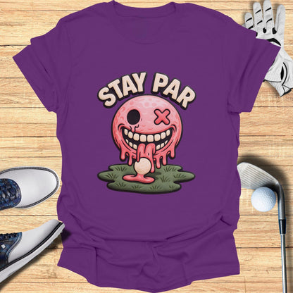 Stay Par Melting Golf Ball Graphic Tee Shirt